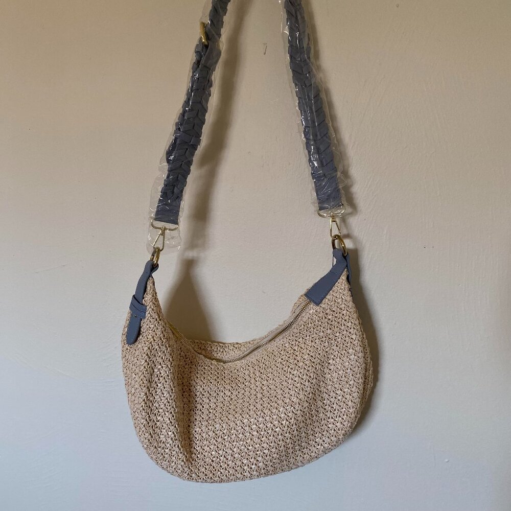 NWT Jules Kay Cream Woven Faux Leather Bag